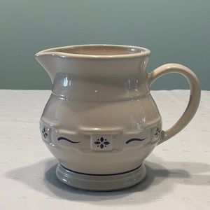 Longaberger Pottery Pitcher Cream with Original Blue Design